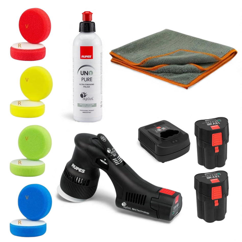 Rupes Exzenterpoliermaschine HLR75 Akku Mini STB Standard Set + Poilerpads 75mm