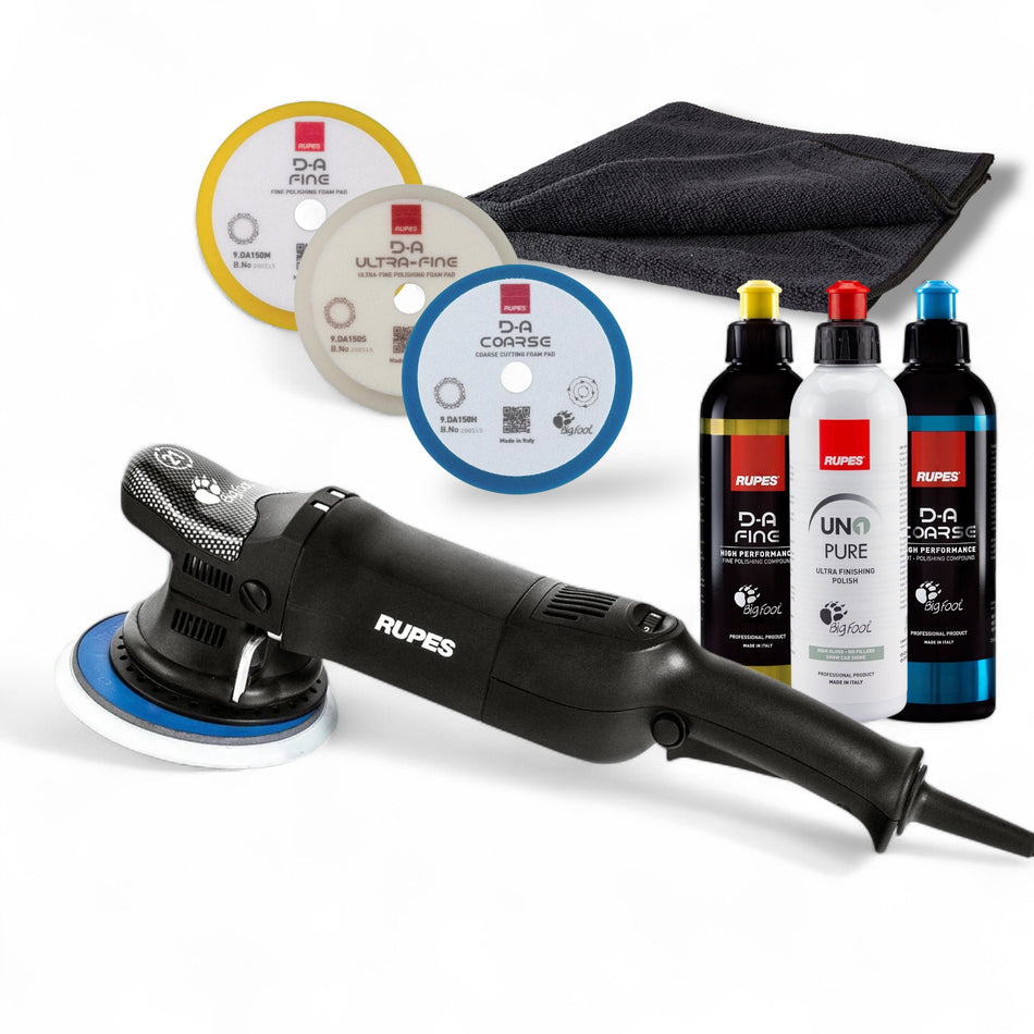 Rupes Exzenter Poliermaschine LHR15ES Bigfoot Polierset mit D-A Politur und Polierpads