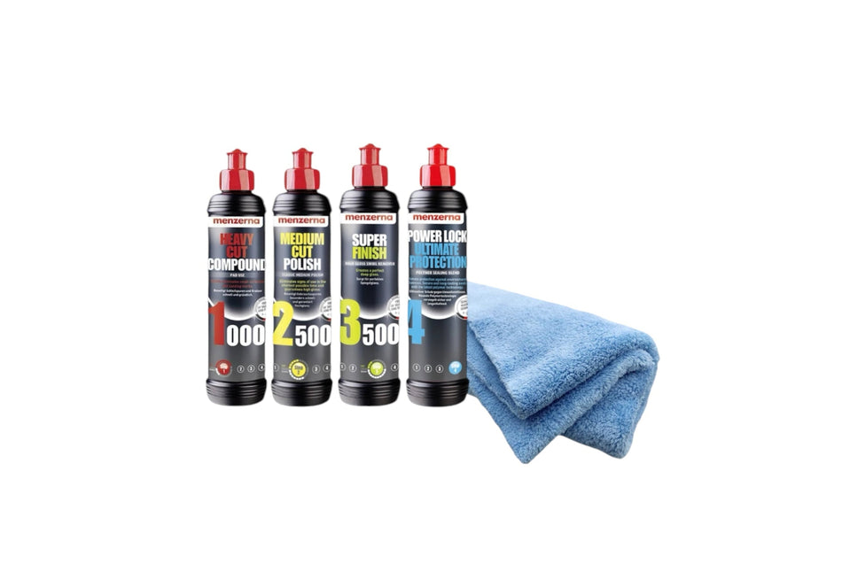 Menzerna Polituren Set - Mikrofasertuch Soft - Hellblau
