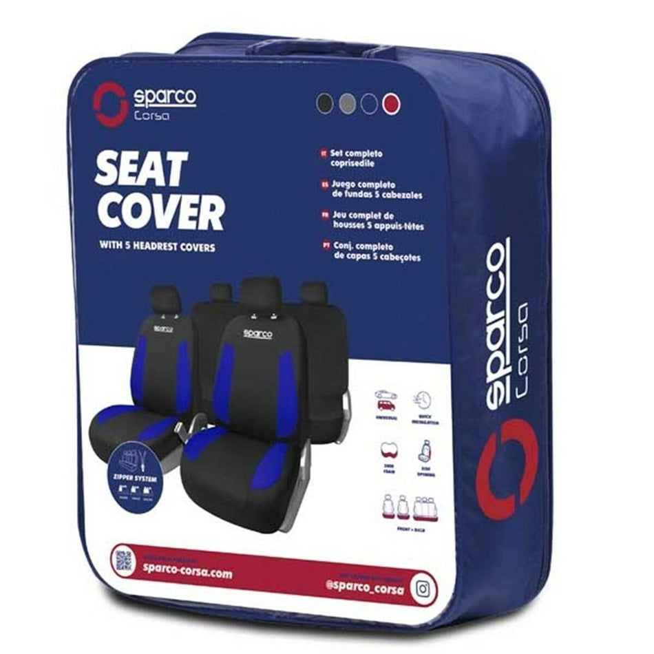 Sitzbezug-Set Sparco Strada Schwarz/Blau