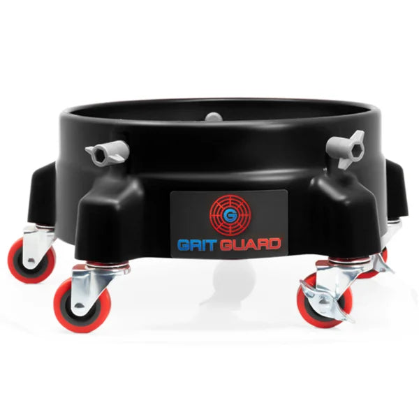 Grit Guard Black 5 Caster Bucket Dolly with decal