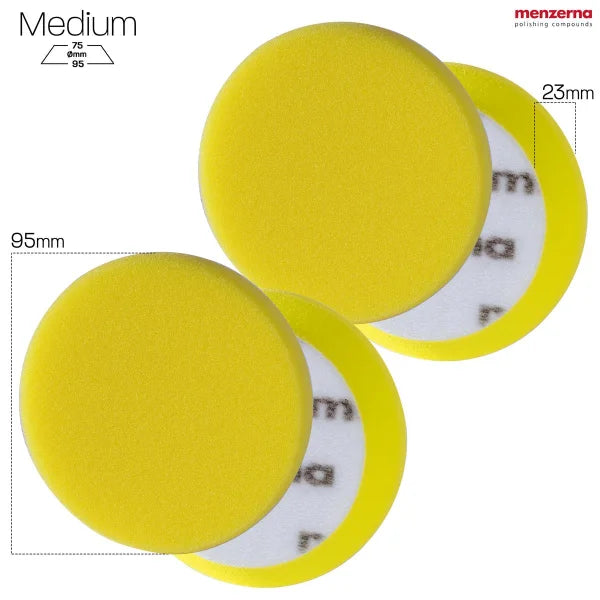 Menzerna Coussin en mousse coupe moyenne PREMIUM - 95 mm/3.5" - jaune - 2 pièces